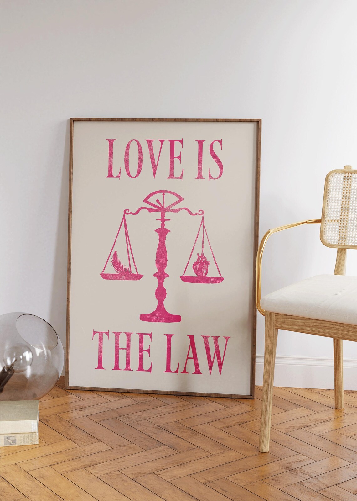 Love Is The Law Print Retro Wall Art Girly Gifts Spiritual Inspirational Quotes Preppy Apartment Decor Cute Prints Bedroom Wall Art