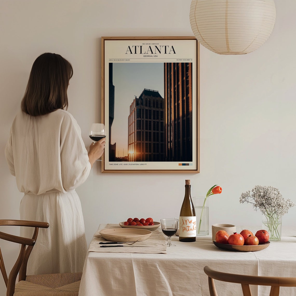 Travel Poster Atlanta Poster Vintage Posters In Atlanta Sunset Print Atlanta Wall Art For Living Room Modern Office Wall Art - Image 3