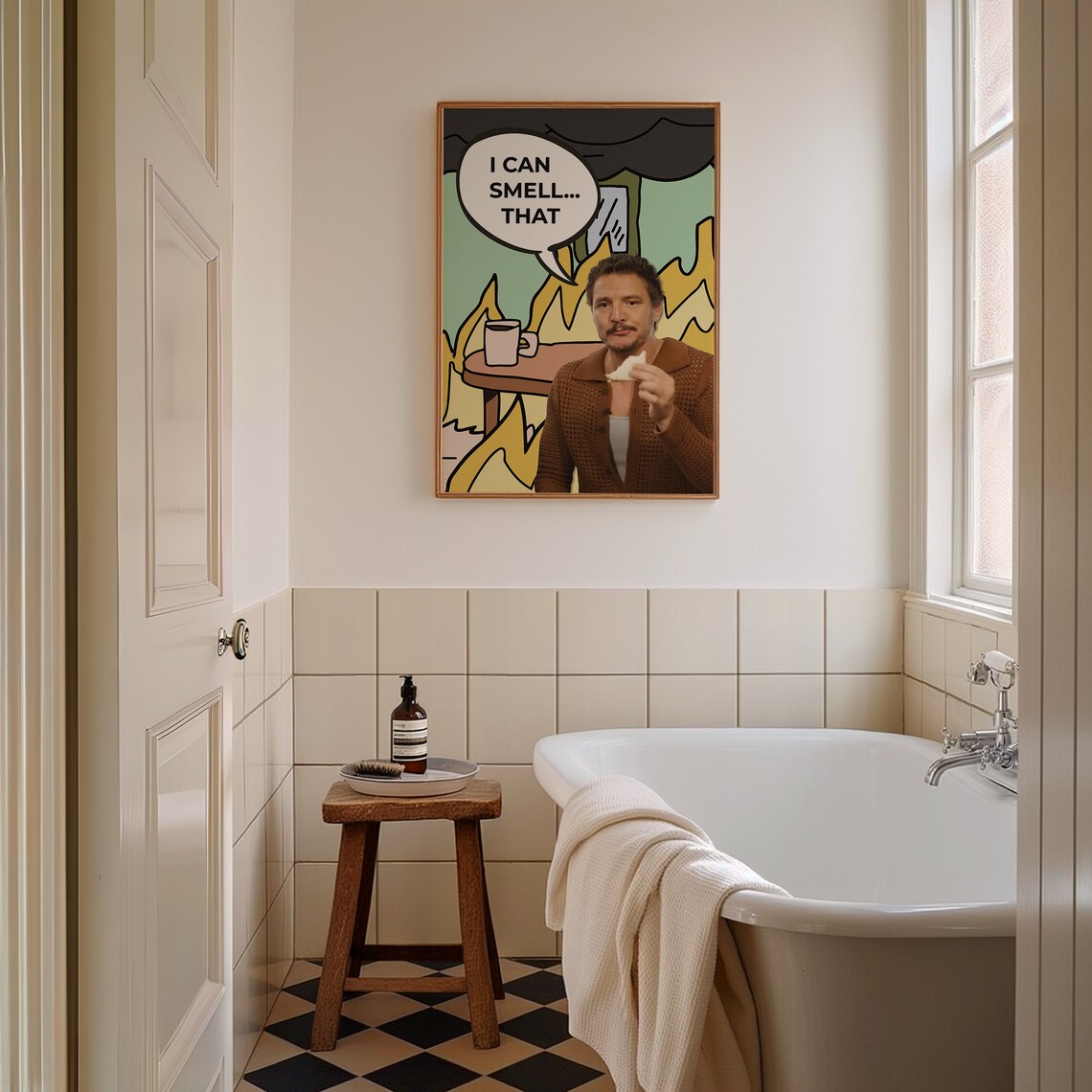 I Can Smell That Funny Meme Kitchen Humor Cartoon Flames Poster - Image 4