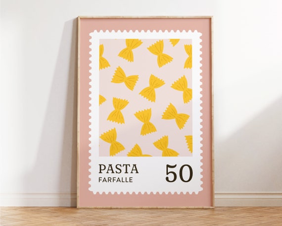 Kitchen Print Pasta Farfalle Wall Art Modern Food Poster Pink Cute Kitchen Wall Art Cute Modern Art For Italian Home And Birthday Gifts