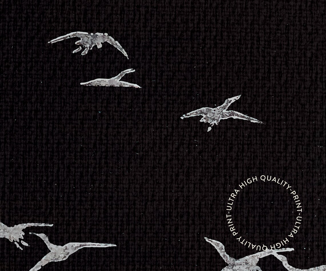 Korin Furuya Bijutsukai White Flying Birds Black Japanese Art Poster - Image 5