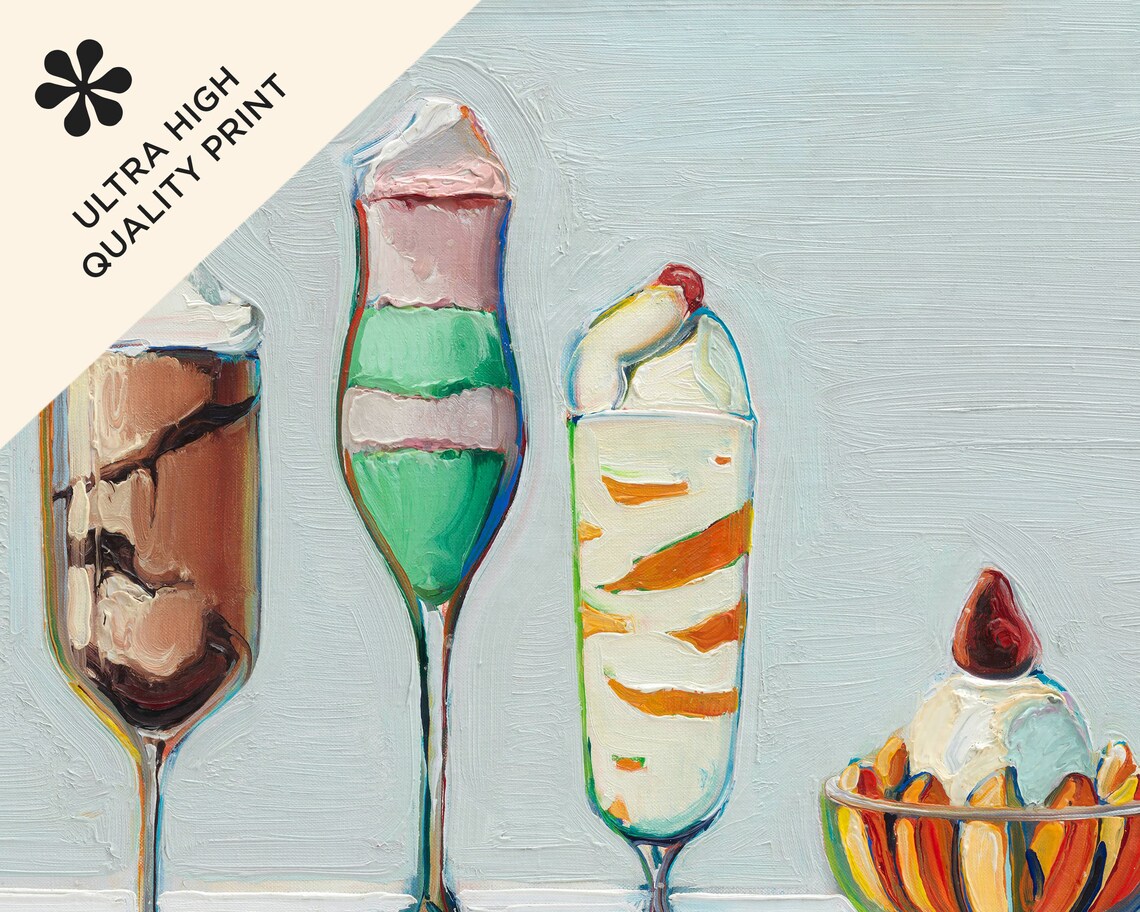 Wayne Thiebaud Confections 1962 Ice Cream Sundaes Dessert Art Poster - Image 5