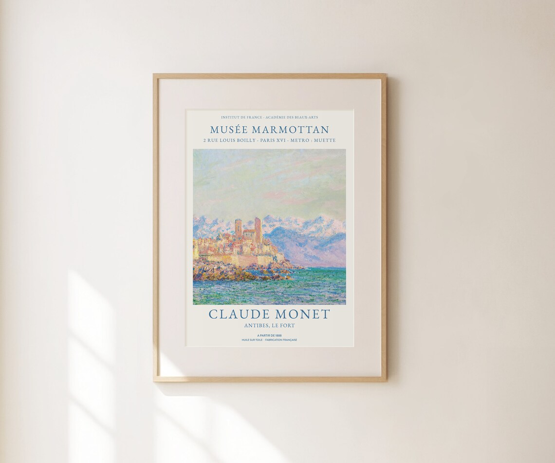 Claude Monet Antibes Le Fort 1888 Impressionist Sea Coast Exhibition Poster - Image 2