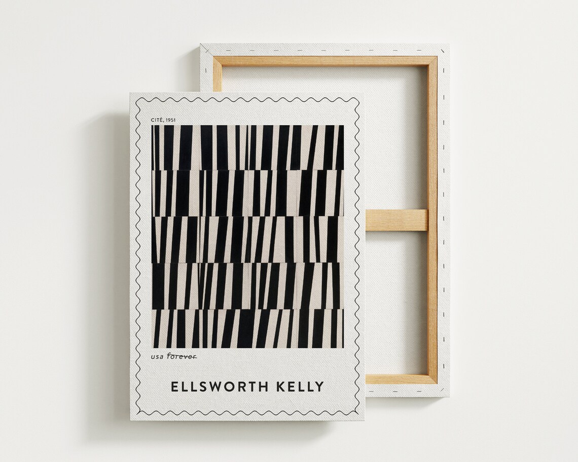 Ellsworth Kelly Cite 1951 Black White Stripes Postage Stamp Art Print