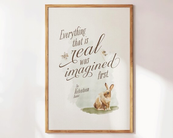 Velveteen Rabbit Quote Watercolor Bunny Vintage Nursery Wall Poster