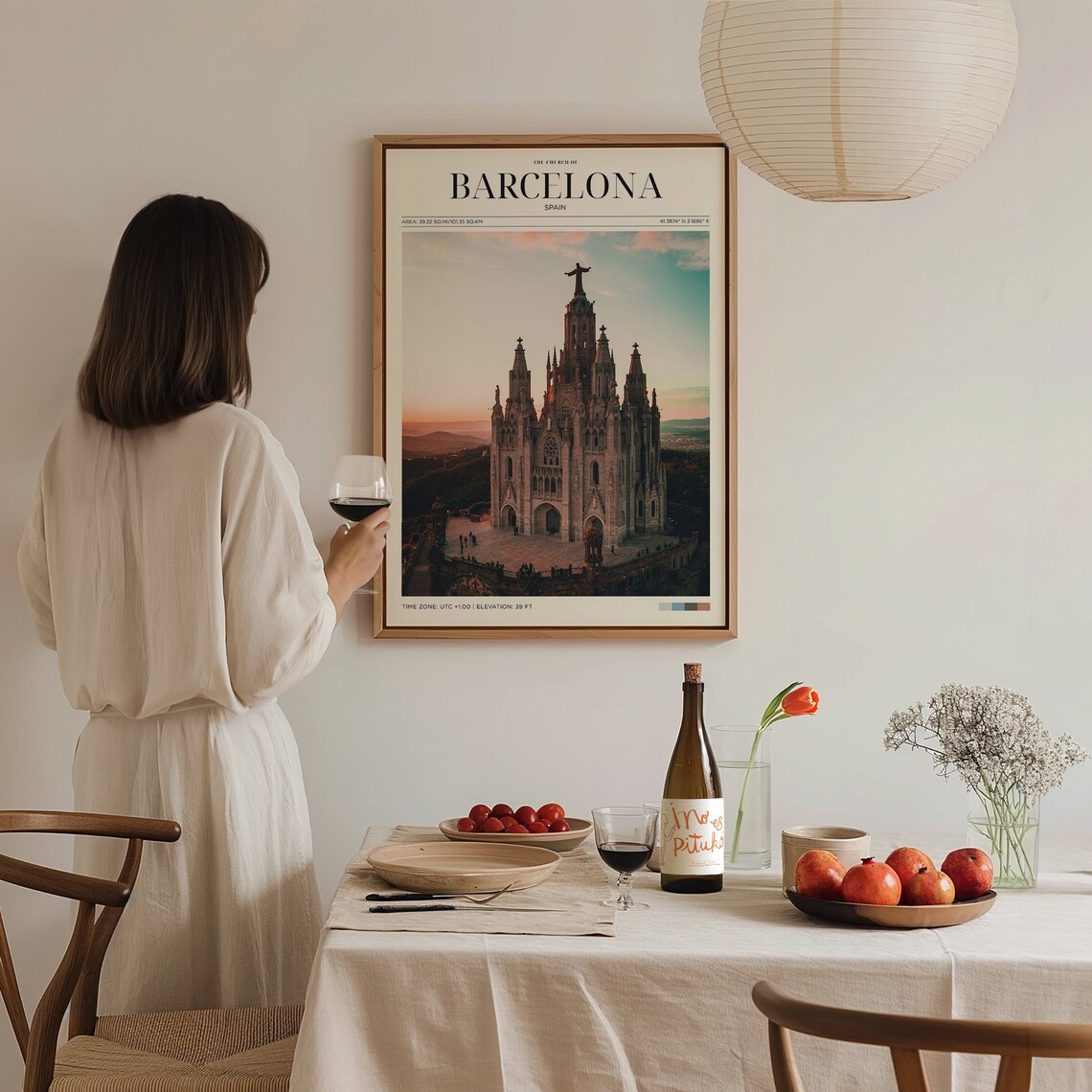 Barcelona Spain Tibidabo Sacred Heart Church Sunset Gothic Travel Poster - Image 3
