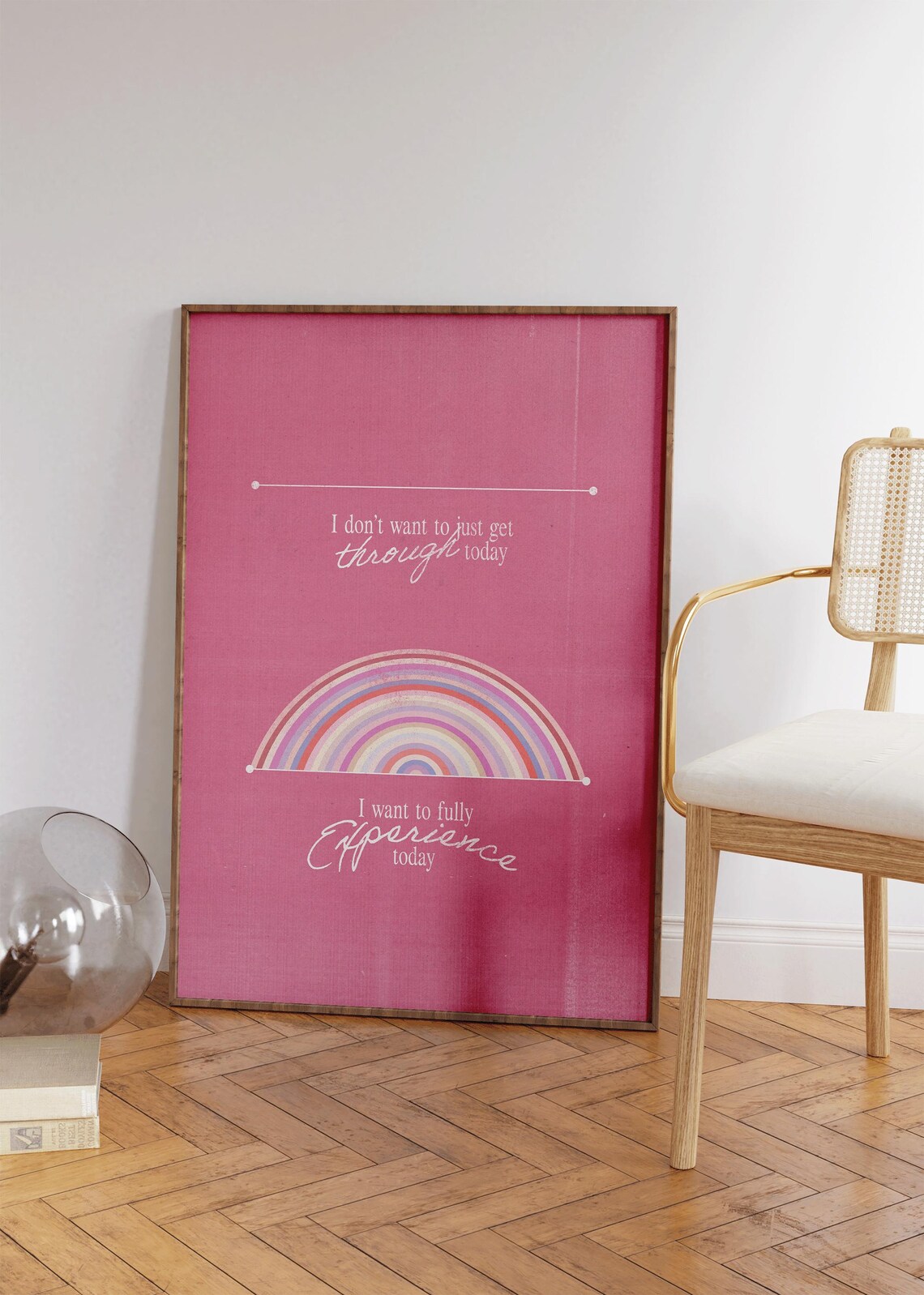 Fully Experience Today Self Love Pink Rainbow Motivational Quote Poster - Image 2