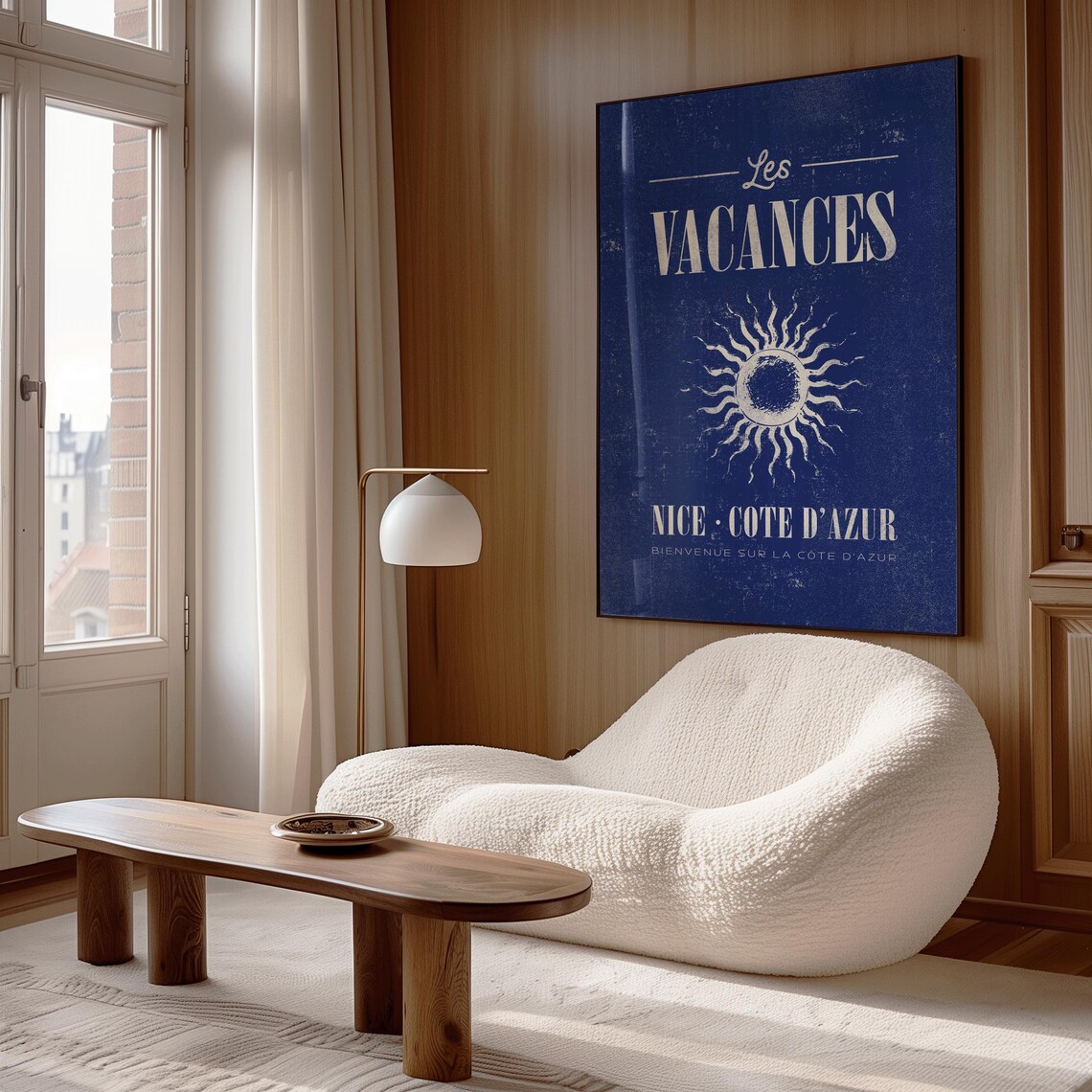 Les Vacances Nice Cote dAzur Navy Vintage French Travel Poster - Image 2