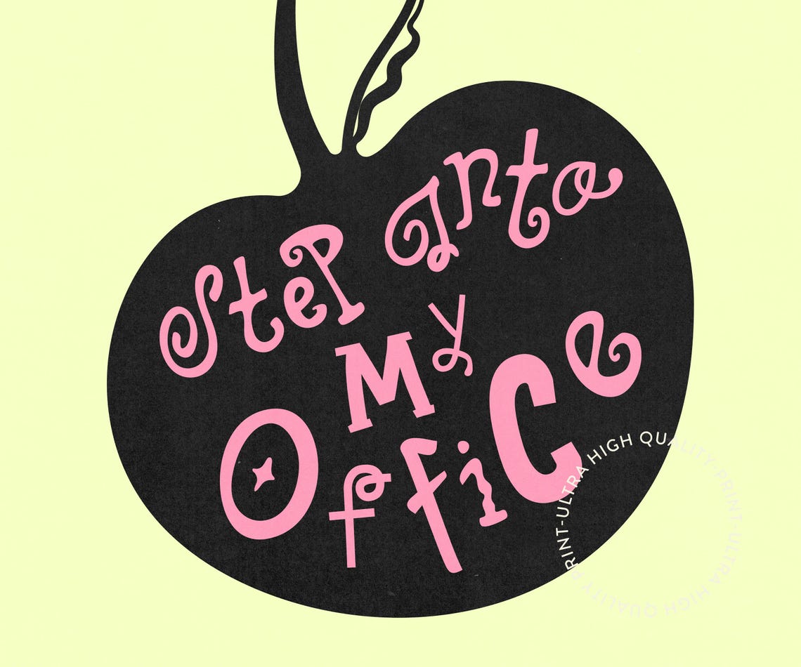 Step Into My Office Pink Black Apple Funny Girly Office Wall Art - Image 5