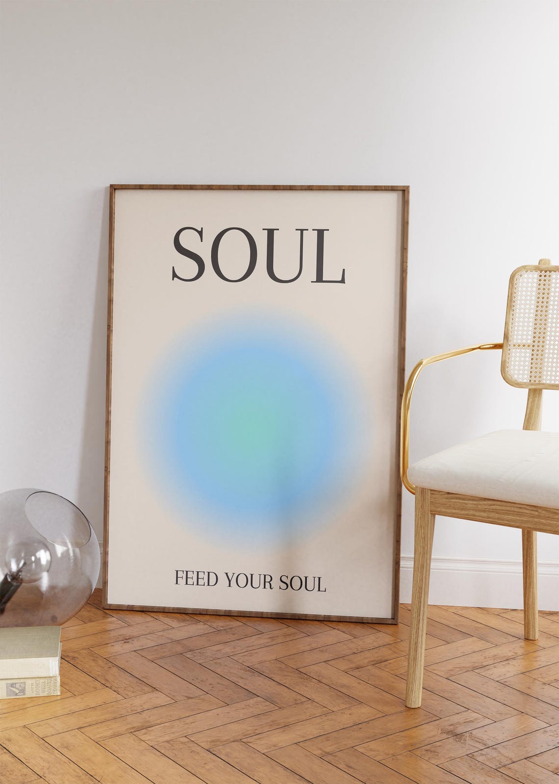 Feed Your Soul Blue Aura Minimalist Mindfulness Affirmation Poster