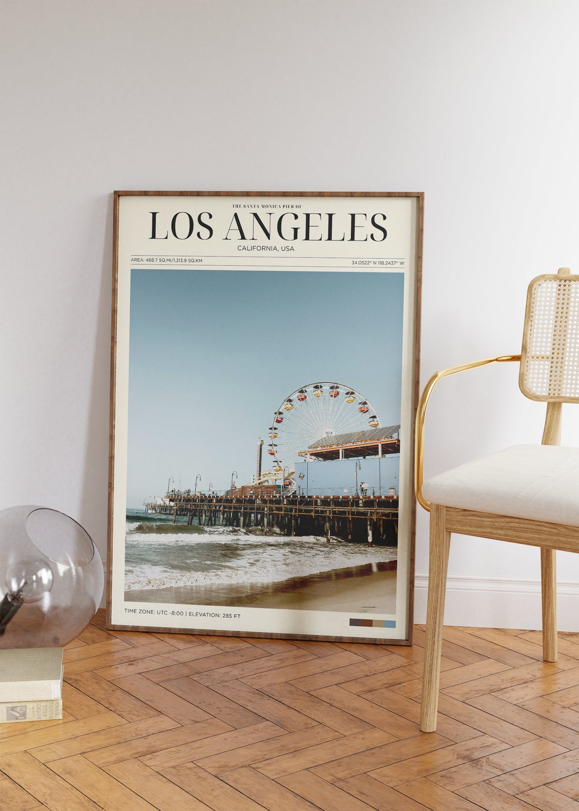 Travel Poster Los Angeles Poster Santa Monica Pier Wall Art For Living Room Vintage Posters In Los Angeles Print Modern Office Wall Art - Image 2