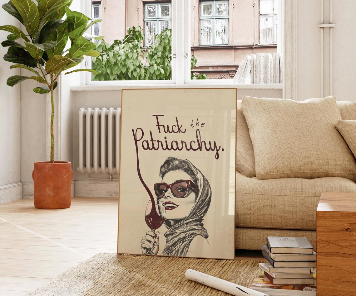 Fuck The Patriarchy Print Retro Feminist Wall Art Trendy Preppy Wall Decor Funny Bedroom Apartment Decor Hot Girls Print Empowerment - Image 2