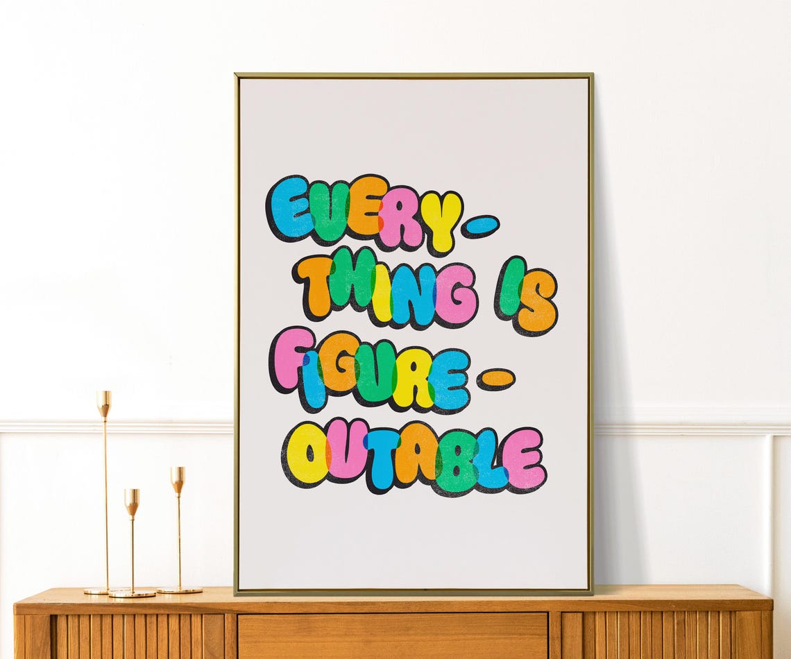 Everything Is Figureoutable Rainbow Bubble Letters Colorful Poster - Image 2