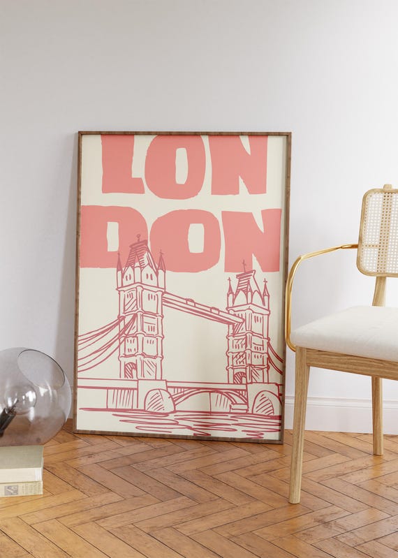Retro London Wall Art Trendy London Bridge Poster Aesthetic Travel Wall Art For Living Room Apartment Decor Cute Travel Poster