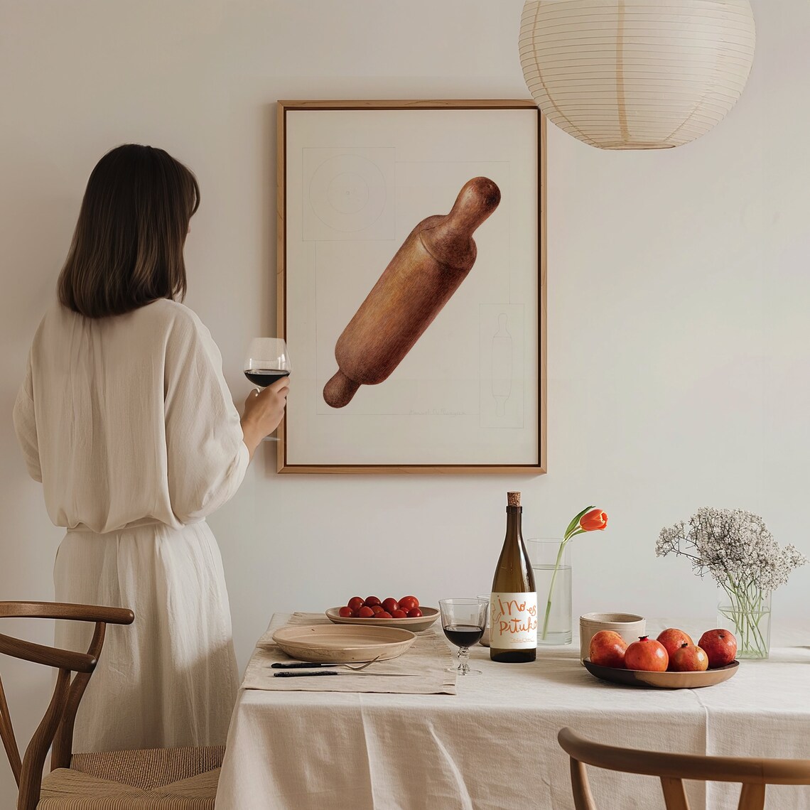 Vintage Wooden Rolling Pin Art Print Retro Kitchen Wall Decor Poster - Image 4
