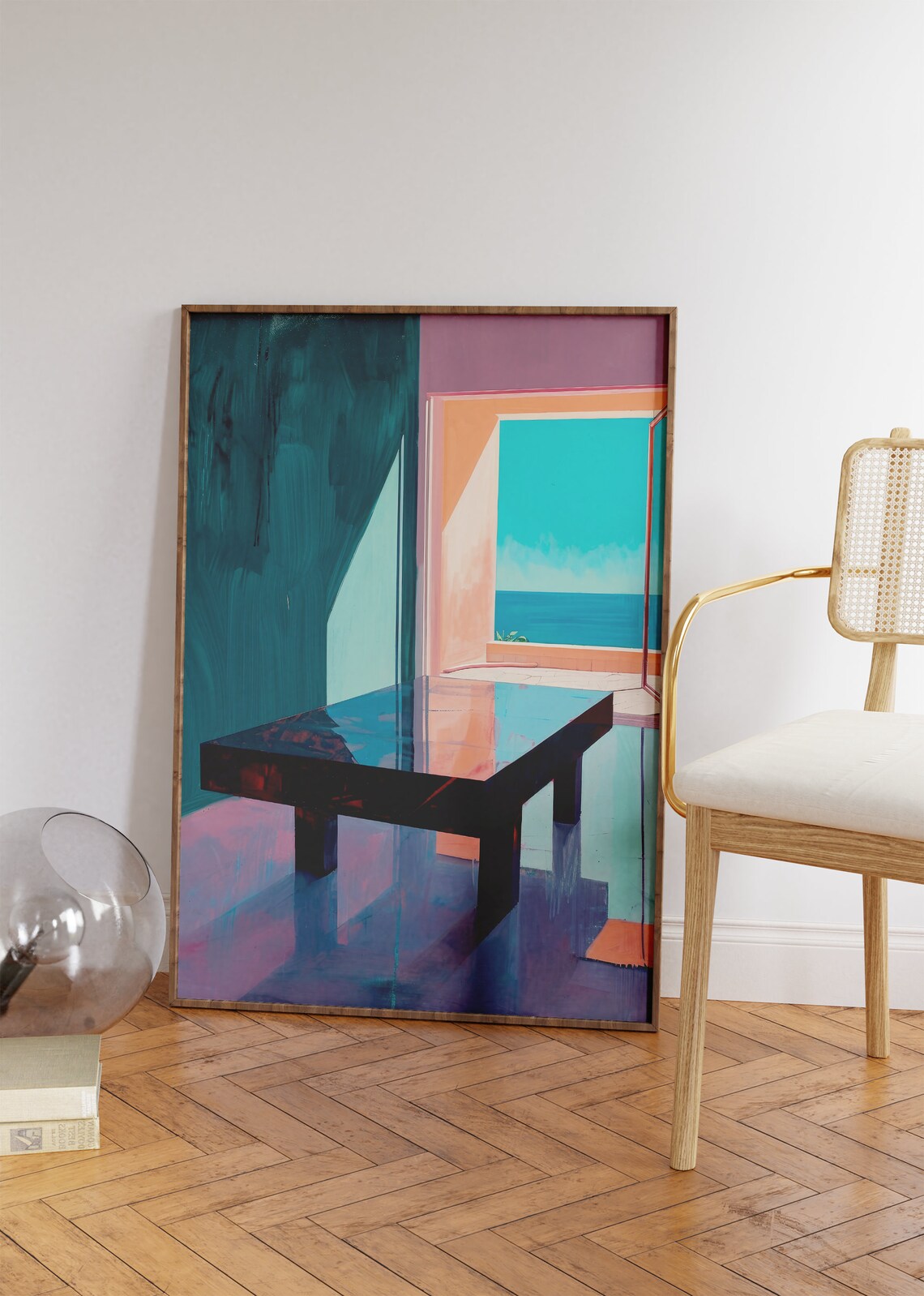 Hockney Inspired Pool Ocean View Modern Interior Colorful Abstract Art Print - Image 4