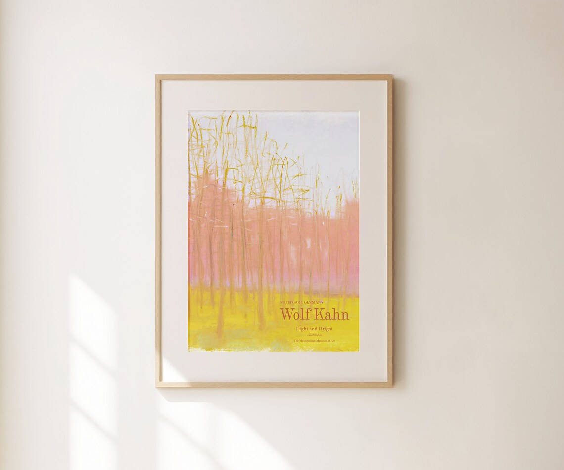 Wolf Kahn Light and Bright Pink Yellow Forest Landscape Exhibition Poster - Image 3