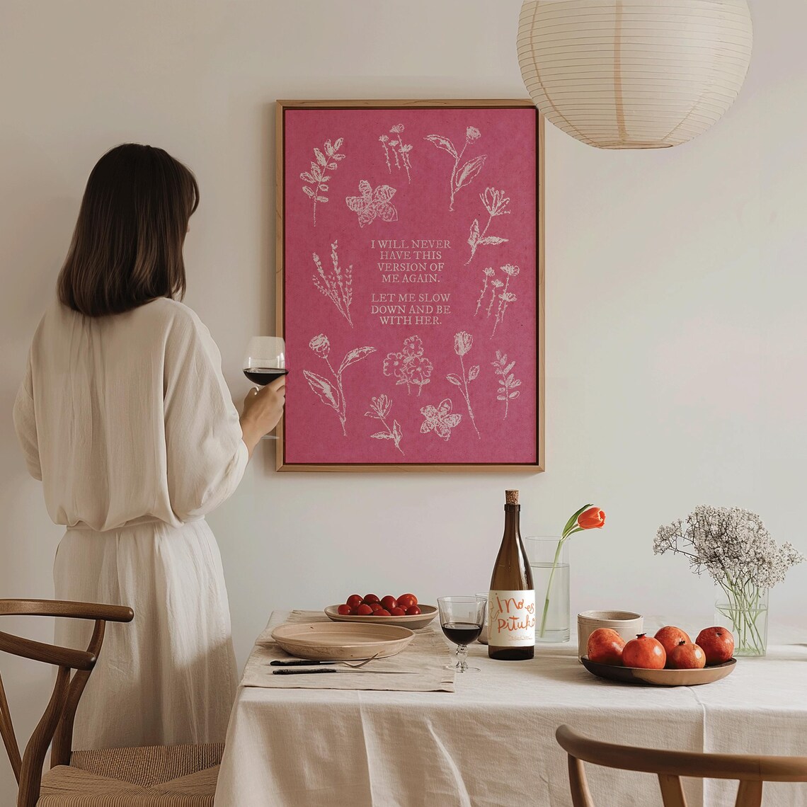 I Will Never Have This Version Of Me Again Pink Botanical Wall Art Poster - Image 4