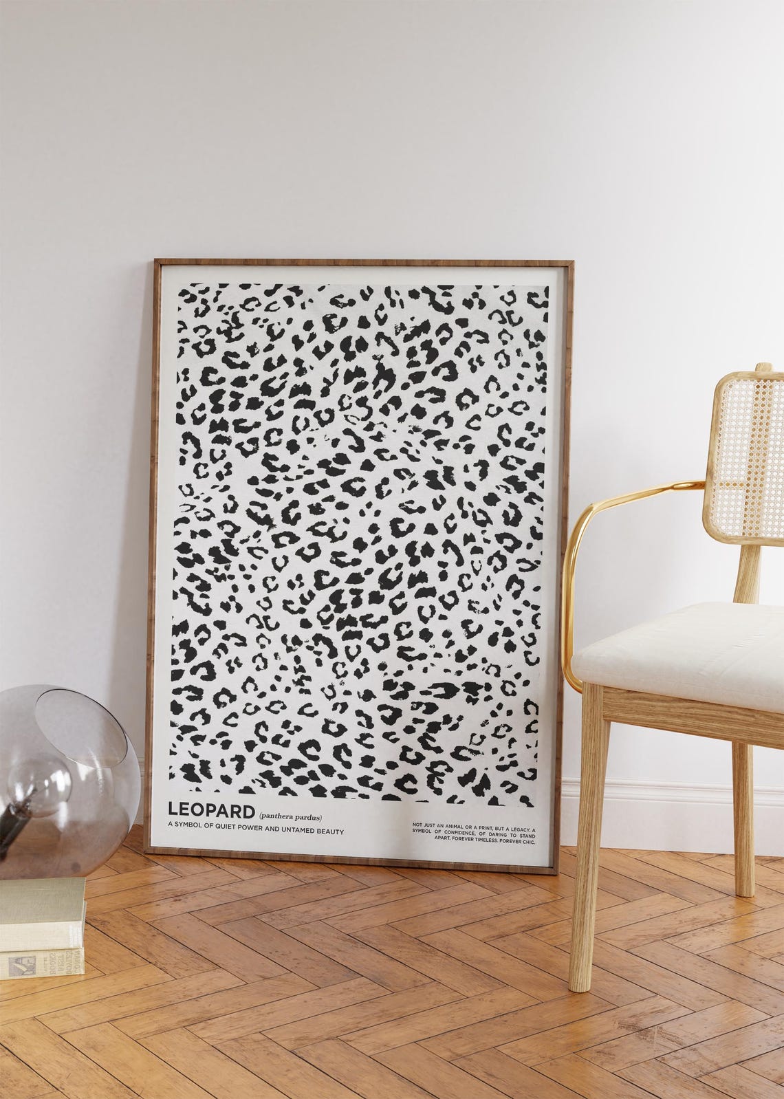 Black and White Leopard Print Panthera Pardus Minimalist Wall Poster - Image 4