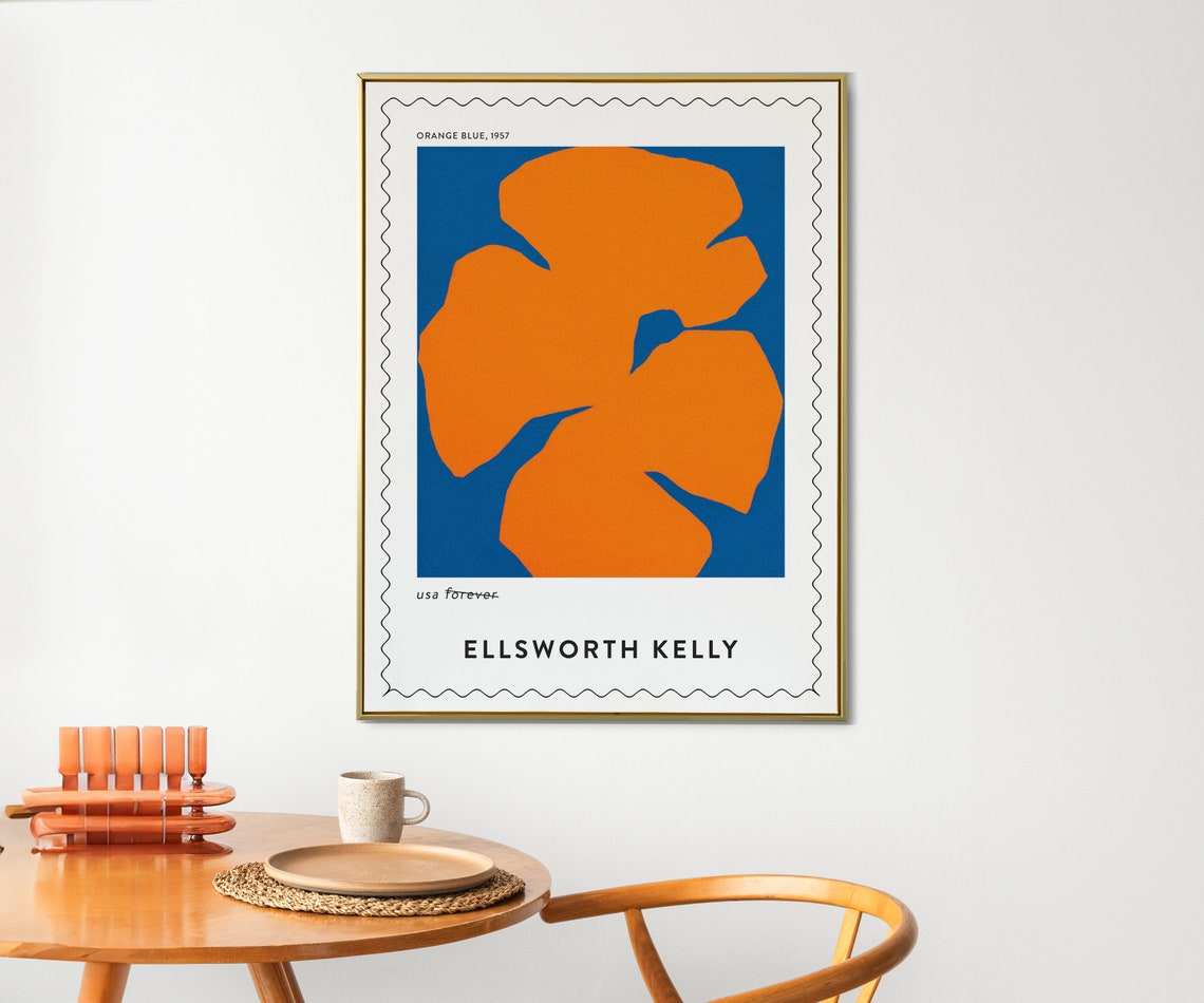 Ellsworth Kelly Orange Blue 1957 Bold Shape Postage Stamp Art Print - Image 2