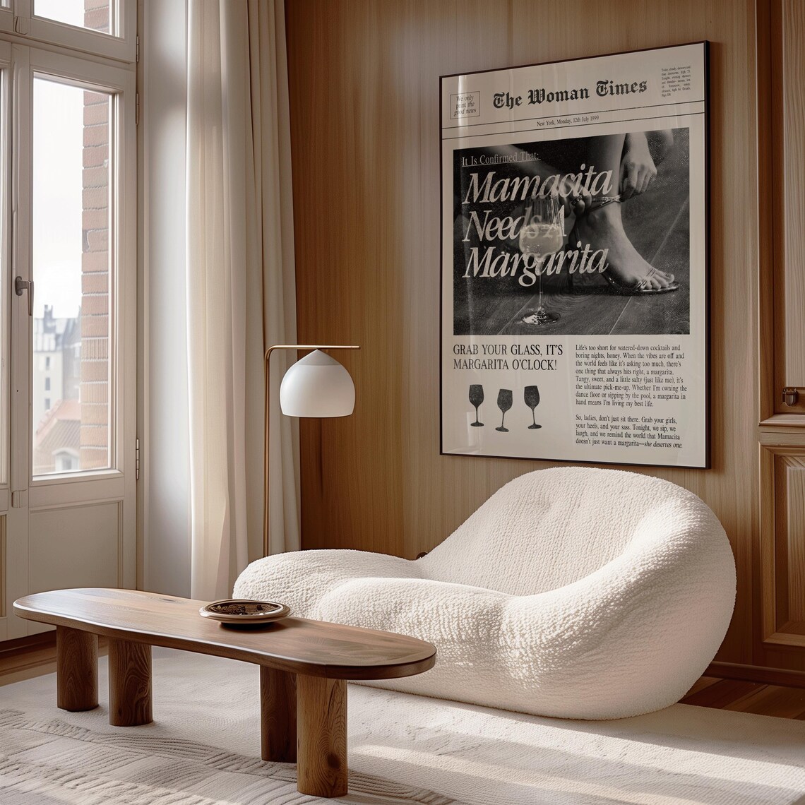 Mamacita Needs A Margarita Retro Newspaper Funny Cocktail Quote Art - Image 2