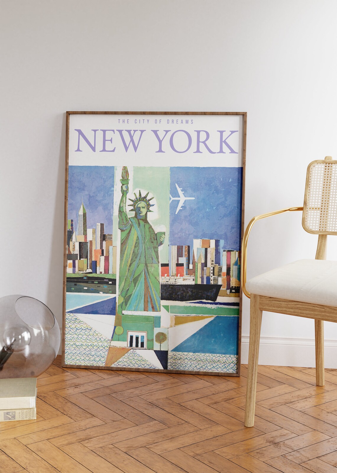 Travel Poster New York Poster State Of Liberty Vintage Print New York Wall Art For Living Room Large Modern Office Wall Art - Image 2