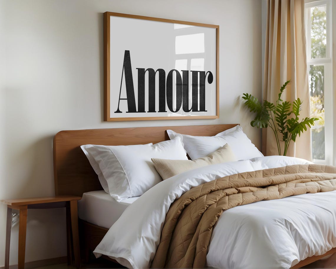 Amour Bold Black Serif French Typography Romantic Wall Art Poster - Image 2