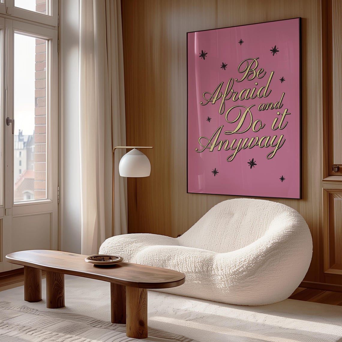 Be Afraid And Do It Anyway Pink Gold Script Motivational Poster - Image 3