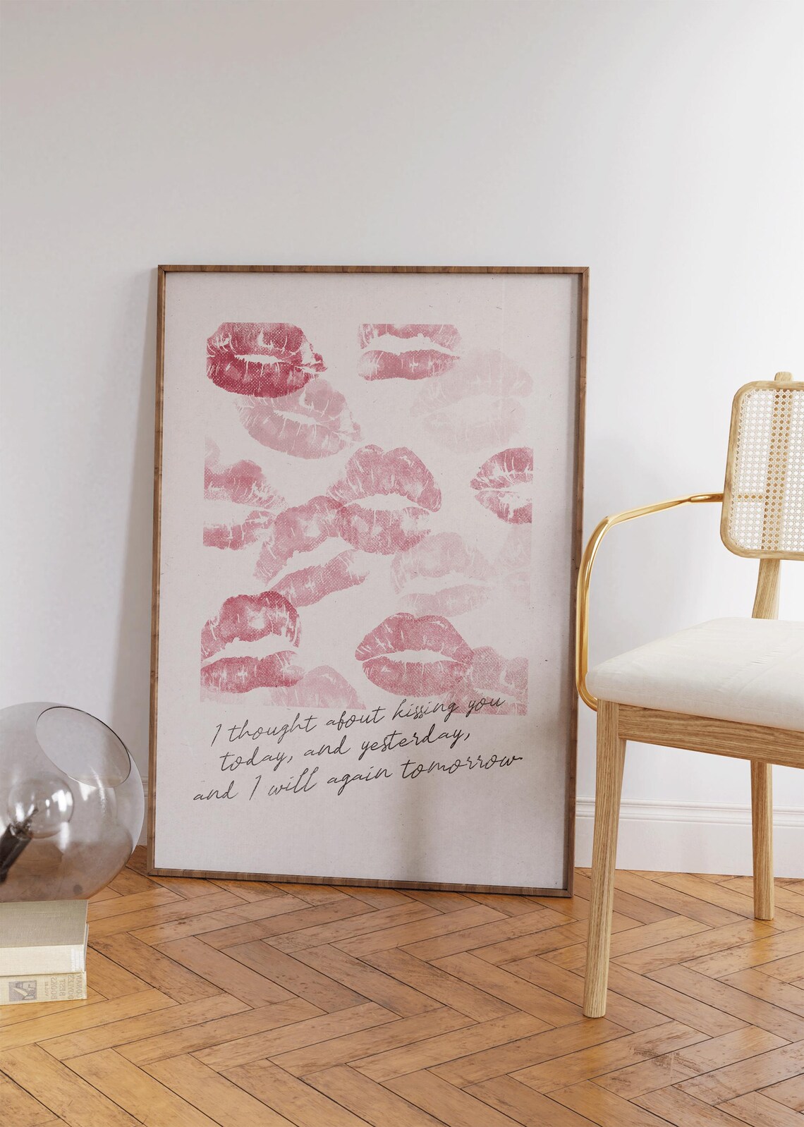 I Thought About Kissing You Soft Pink Kisses Romantic Love Note Print - Image 4