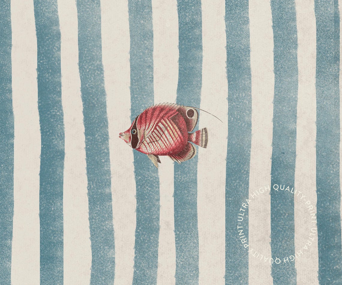 Lone Fish Print Retro Fish Wall Art Cute Illustration Print Preppy Apartment Wall Decor Summer Decor Kitchen Wall Art Fish Art - Image 5
