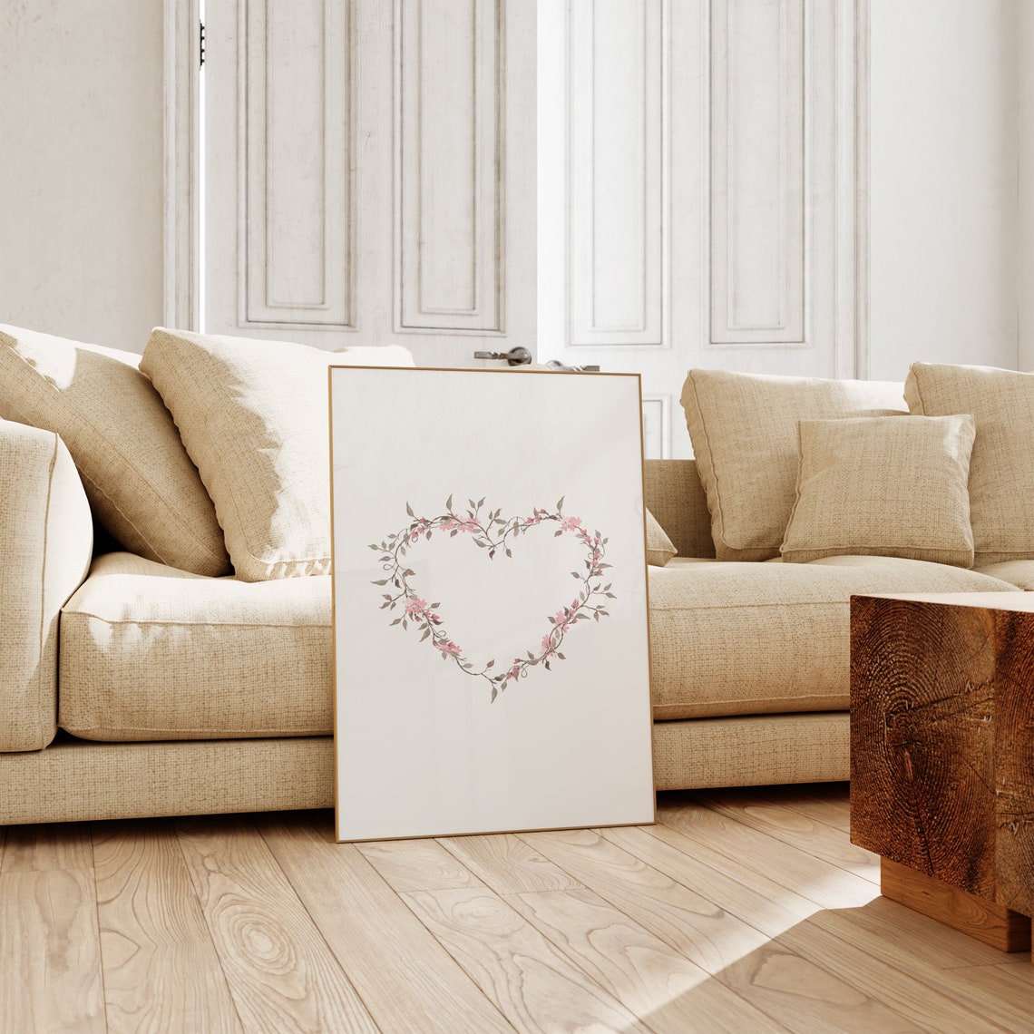 Floral Heart Print Valentines Day Wall Art Watercolor Floral Heart Girls Nursery Wall Art Farmhouse Valentines Day Decor - Image 2