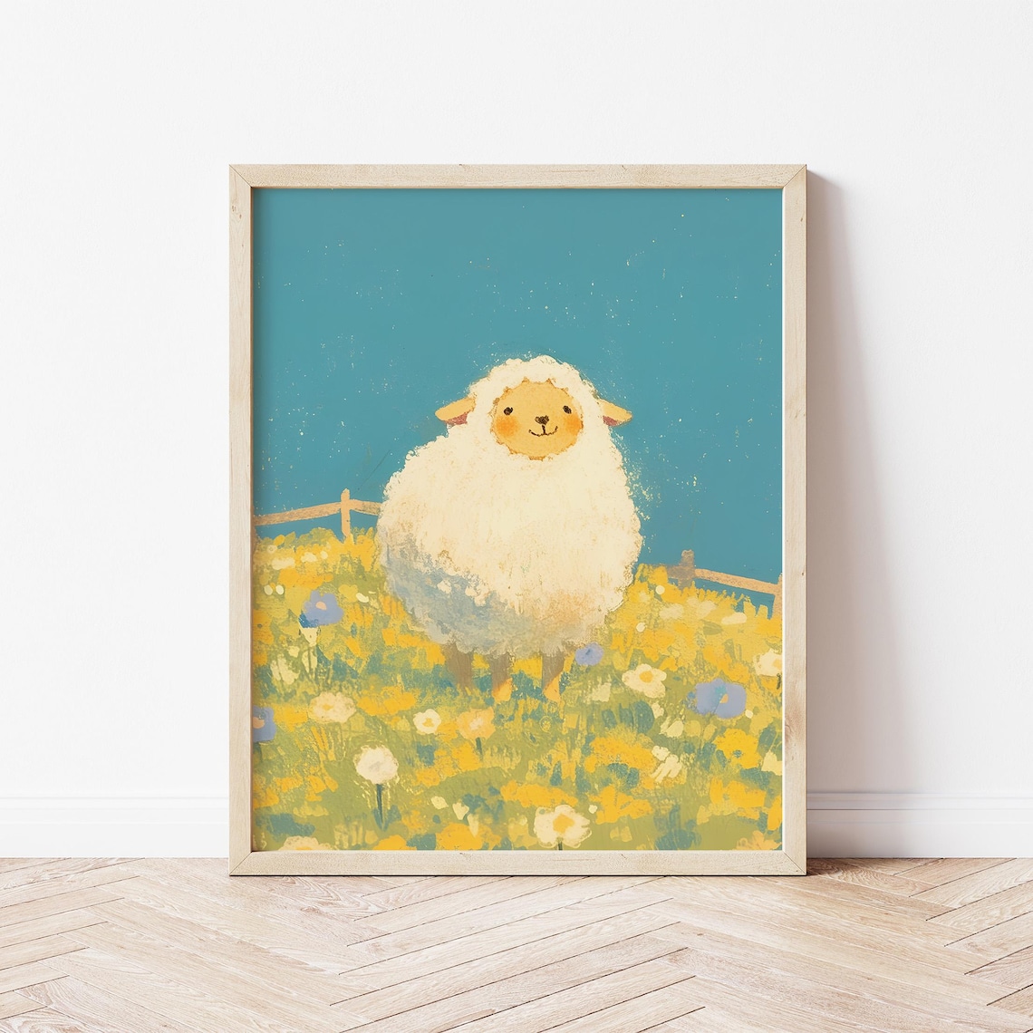 Fluffy Sheep Illustration, Nursery Farm Art Print