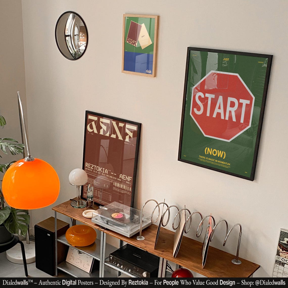 Just Start Now Red Stop Sign Green Motivational Momentum Poster - Image 3