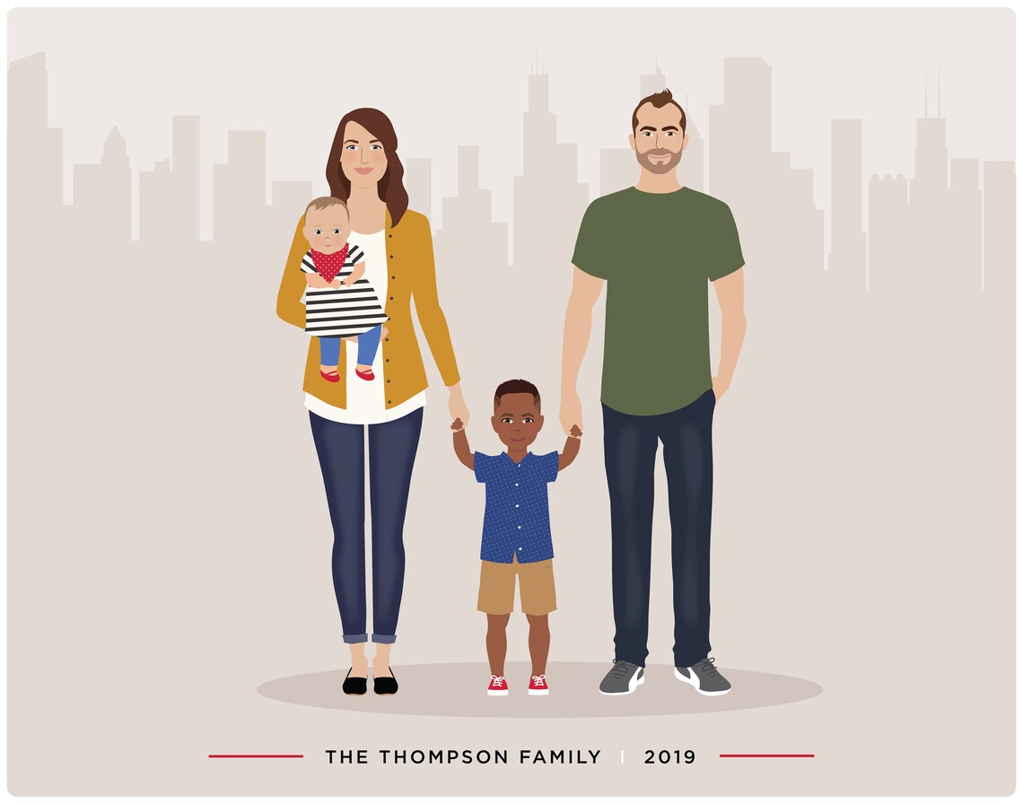 Family Portrait Illustration, Wall Art Print - Image 2
