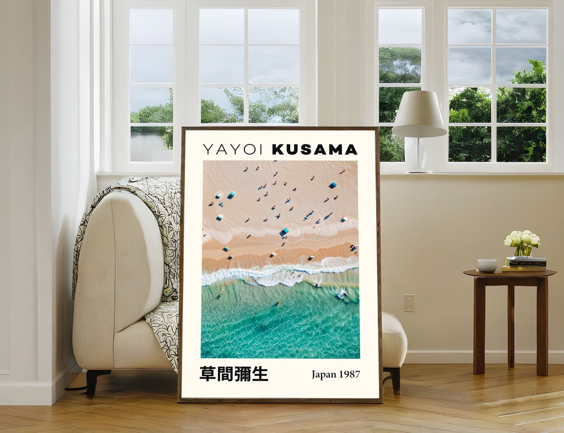 Yayoi Kusama Aerial Beach View Turquoise Waves Japan 1987 Poster - Image 5