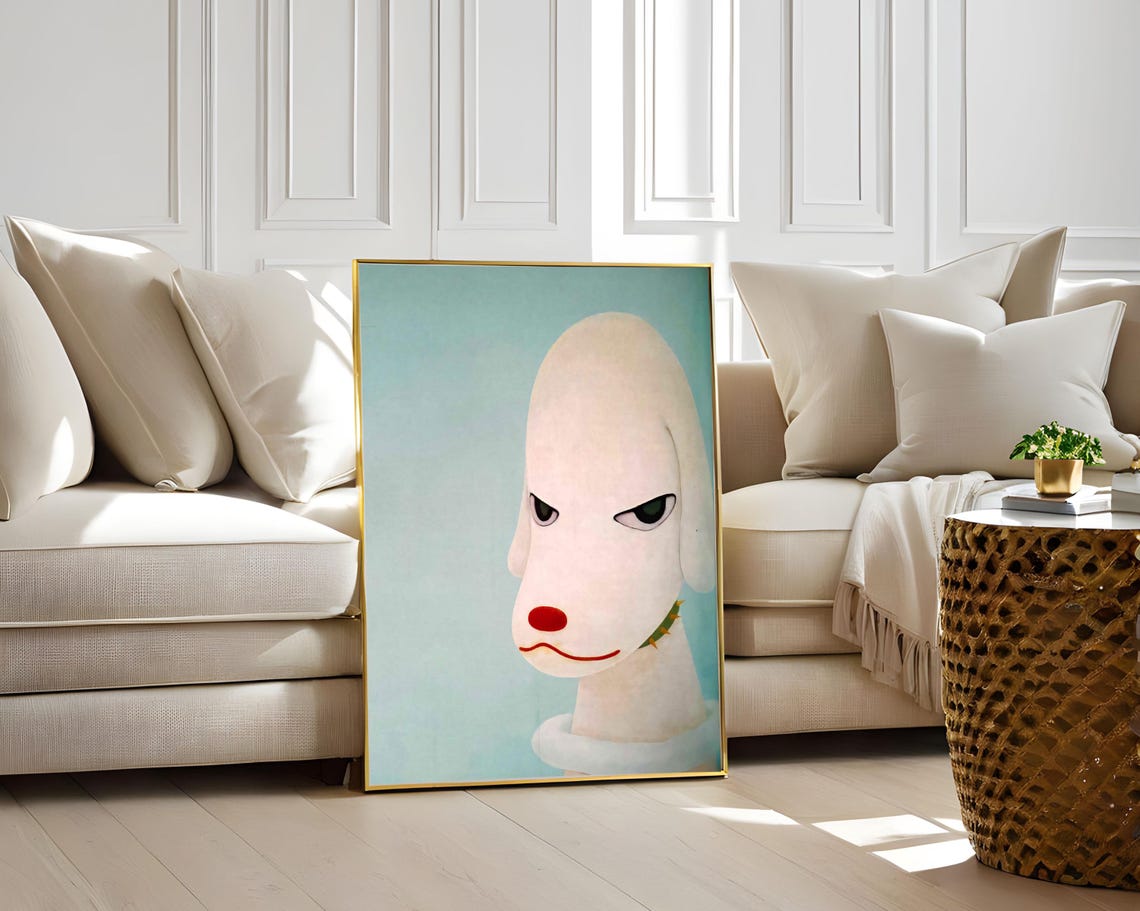 Yoshitomo Nara Pale Mountain Dog 2000 White Dog With Red Nose Poster - Image 2