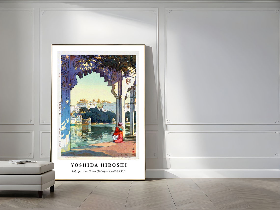 Hiroshi Yoshida Udaipur Castle 1931 Woodblock India Travel Poster - Image 5