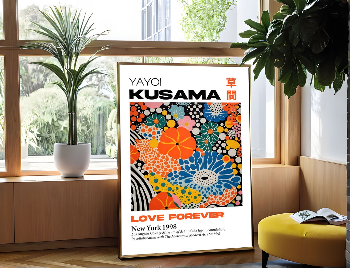 Yayoi Kusama Love Forever New York 1998 Psychedelic Floral Poster - Image 3