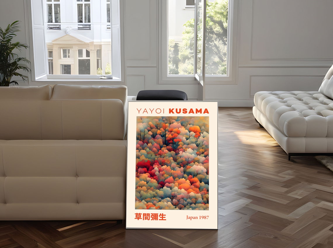Yayoi Kusama Vibrant Autumn Forest 1987 Exhibition Poster Style - Image 5