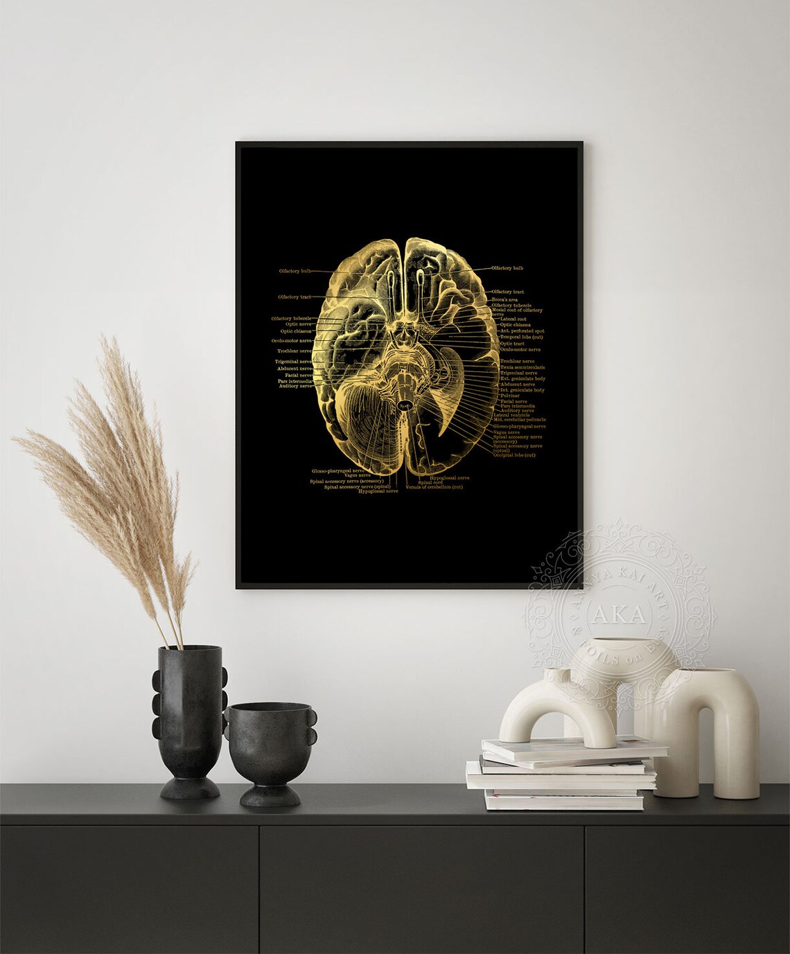 Human Brain Anatomy Gold Foil Poster, Modern Art - Image 4