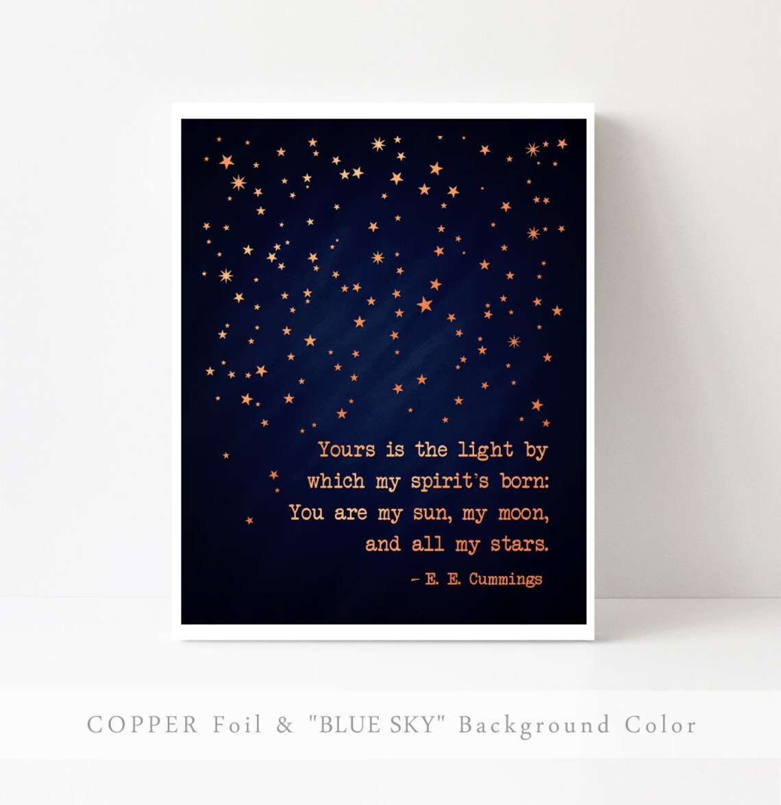 E E Cummings Quote Art Print, Sun Moon and Stars - Image 3