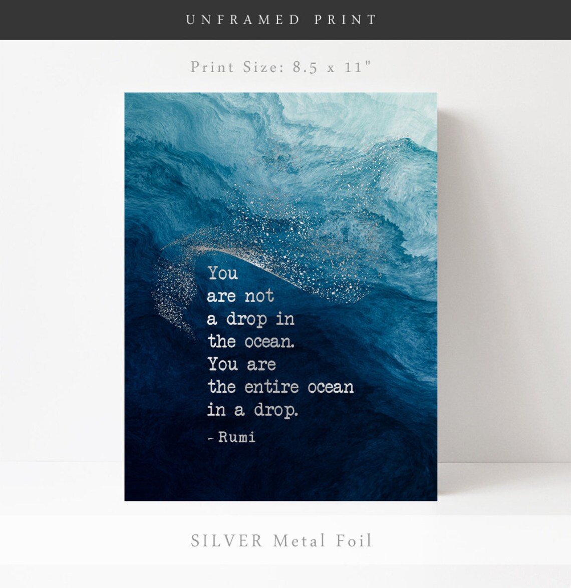 Ocean Theme Rumi Quote Art Print, Poetry Gift - Image 3