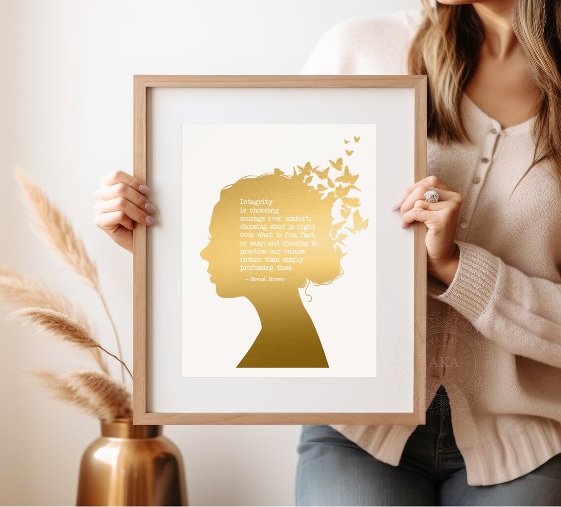 Brene Brown Integrity Quote Gold Foil Motivational Wall Art Print - Image 2