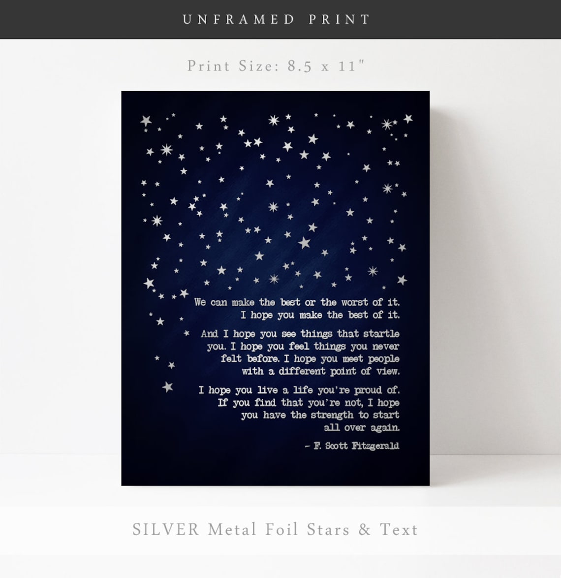 F. Scott Fitzgerald Gold Foil Quote Art Print, Gatsby - Image 3