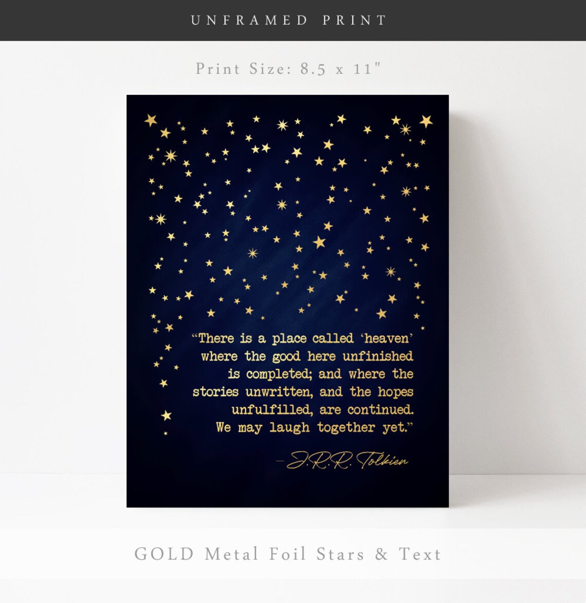 J.R.R. Tolkien Quote, Gold Stars Wall Art Print - Image 3