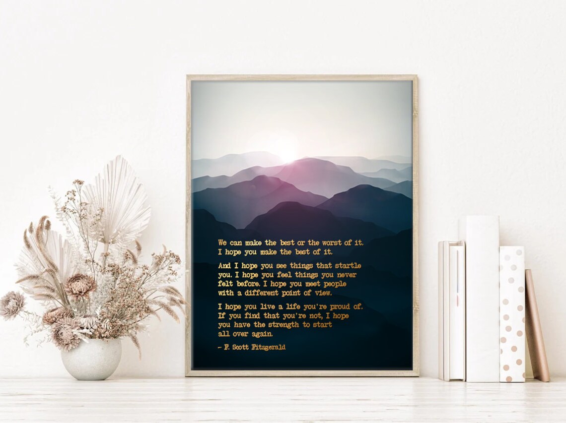 F. Scott Fitzgerald Mountains Quote Art Print - Image 5