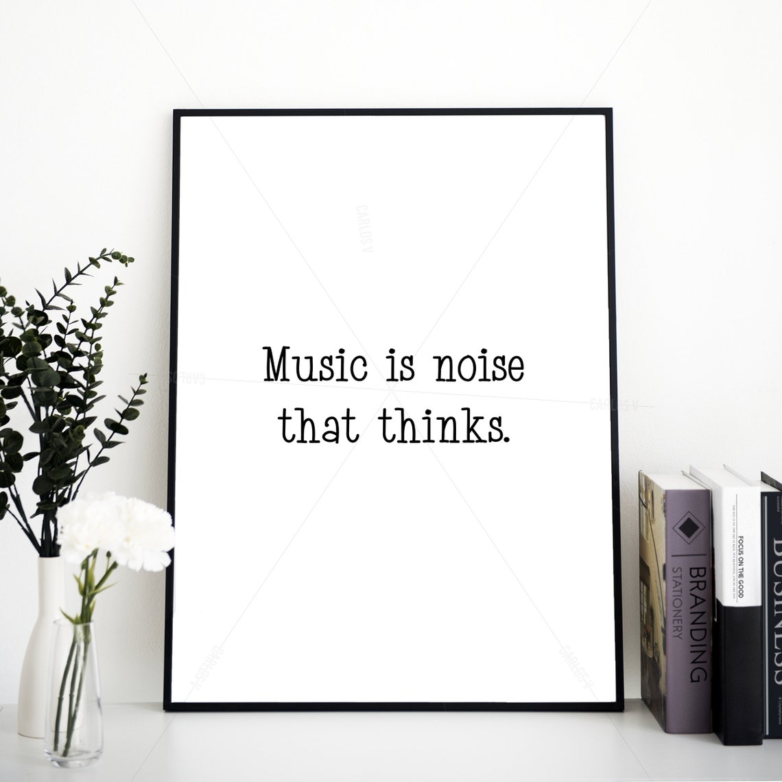 Victor Hugo Music Is Noise That Thinks Typography Quote Wall Art