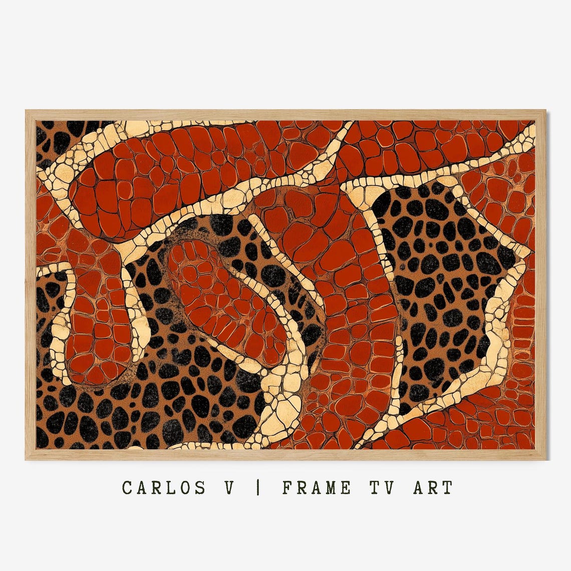 Bold Exotic Red Snake Skin Mosaic Leather Scale Pattern Wall Art