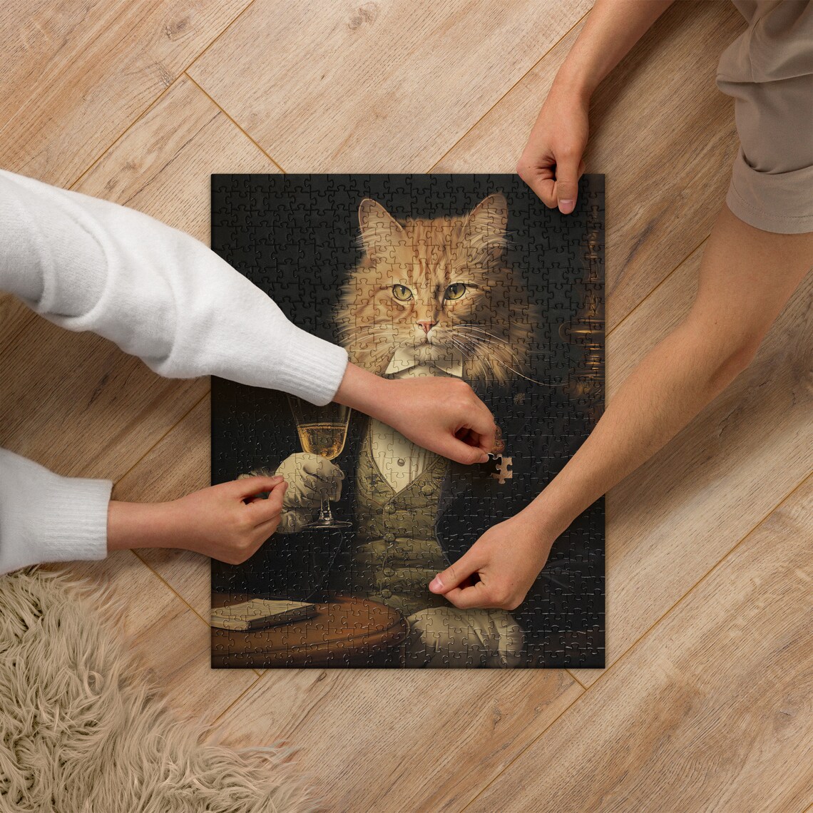 Aristocratic Cat in Tuxedo With Champagne Jigsaw Style Poster - Image 2