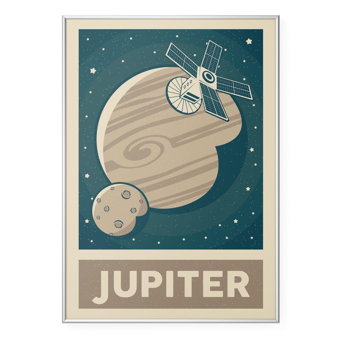 Retro Jupiter Planet Spacecraft Vintage Space Poster Artwork